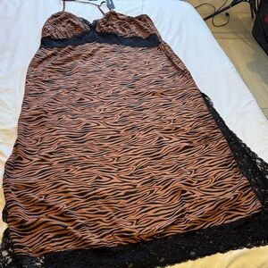 Fashion Nova Tiger Stripe Lace Slip Dress